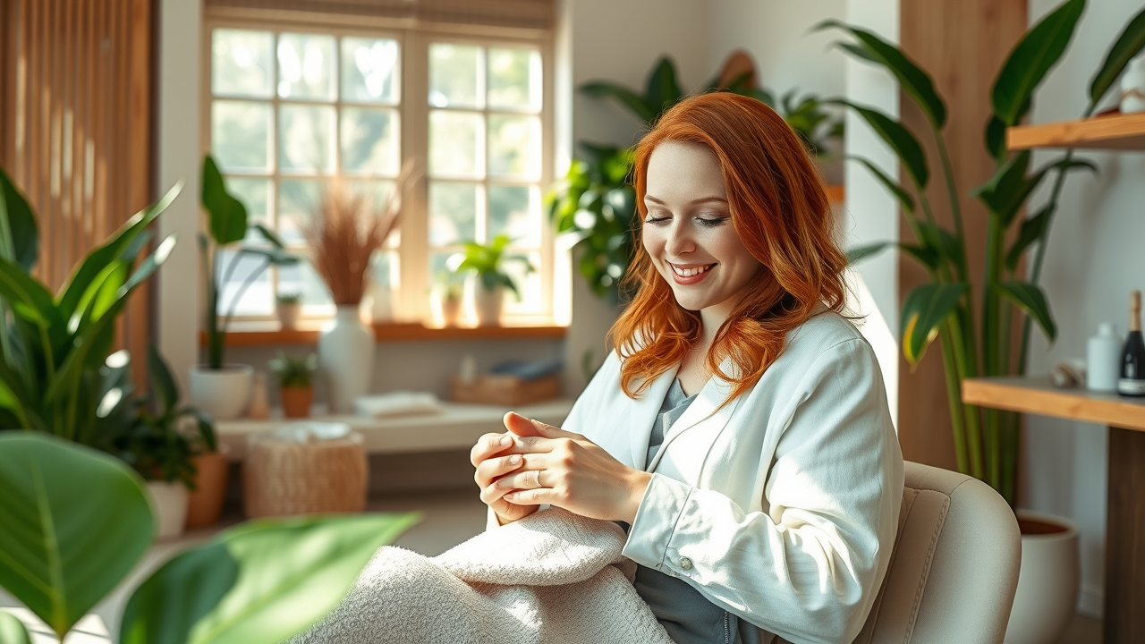 Tranquil eco friendly nail salon Sacramento interior with lush plants and non-toxic manicure.