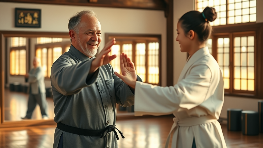 Tai chi instructor teaching in Sacramento martial arts studio, Eastern Ways
