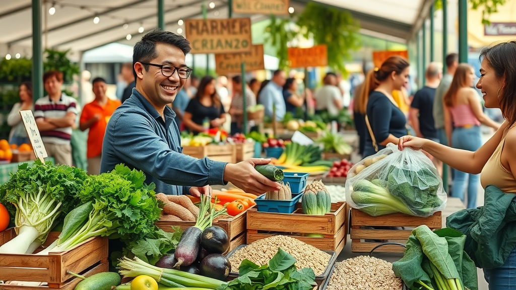 Organic produce for plant based macrobiotic diet in Sacramento farmer