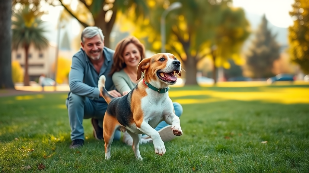 Joyful beagle regains mobility after pet chiropractor Sacramento session outdoors