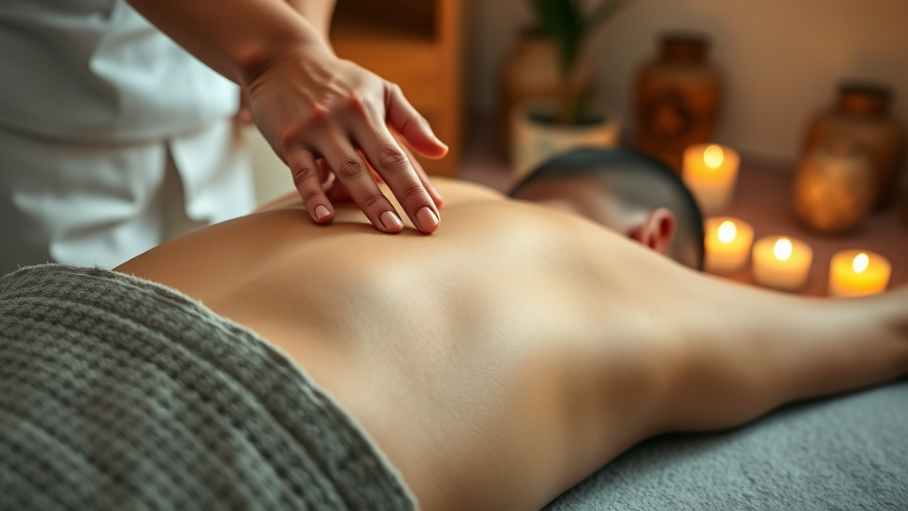 Detail of authentic Thai massage therapist performing acupressure in Sacramento spa.