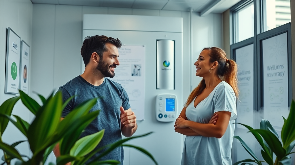 Sacramento professionals enjoy cryotherapy session at modern wellness center.