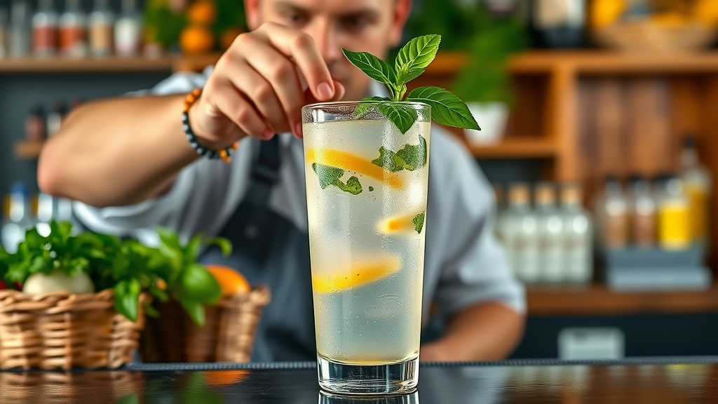 Seasonal plant-based cocktail in Sacramento inspired by farmtofork plantbased sacramento