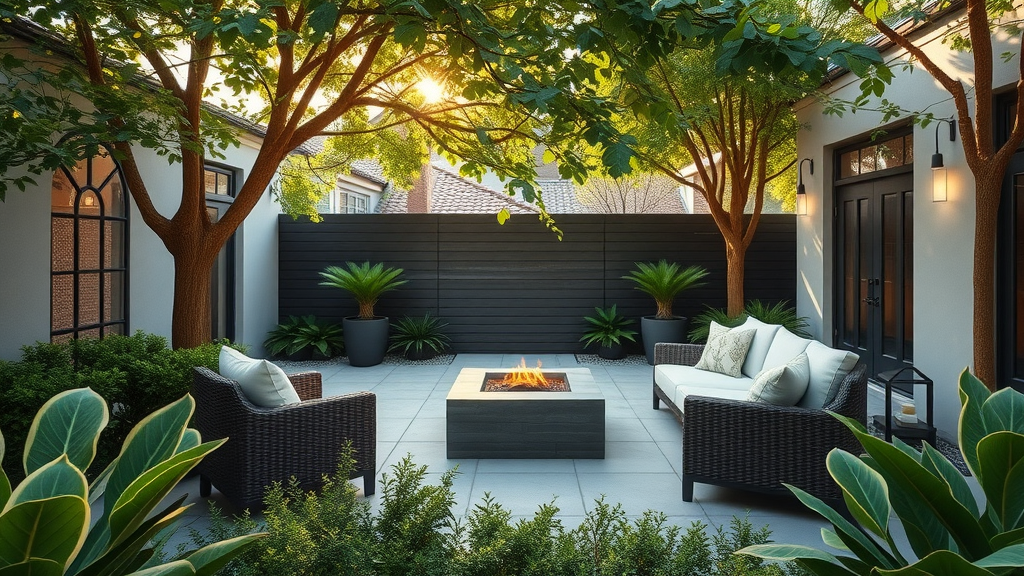Backyard oasis with manicured landscaping and patio by Sacramento gardening experts.