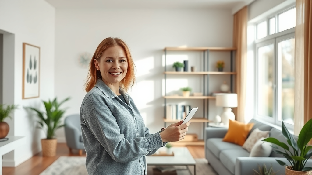 Sacramento home organizer arranging decor in a peaceful, organized living room