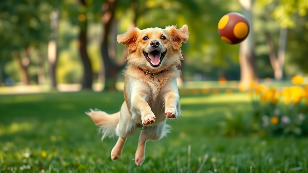 Sacramento pet photographer captures golden retriever jumping in sunlit park.