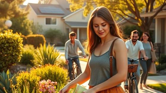 Vibrant Sacramento neighborhood scene showcasing sustainable living and community.