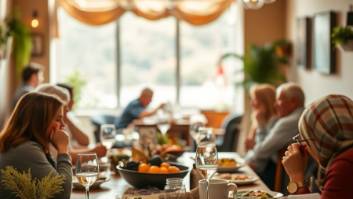 Warm dining scene showcasing fresh ingredients and shared meals in inviting spaces.